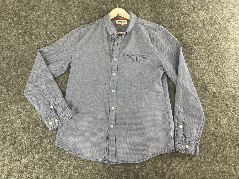 Brooklyn Industries Shirt Mens Medium Blue Button Up Long Sleeve Thick N56